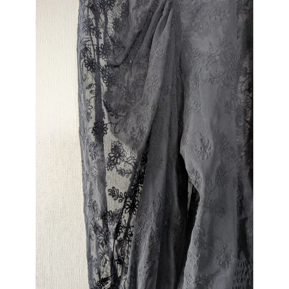For Love & Lemons Lace Blouse Mock Neck S Black Sheer Dark Romantic Whimsygoth - Picture 6 of 11